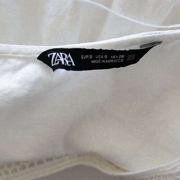 ZARA Linen Blend Cottage Twill peasant top size S - Picture 3 of 5